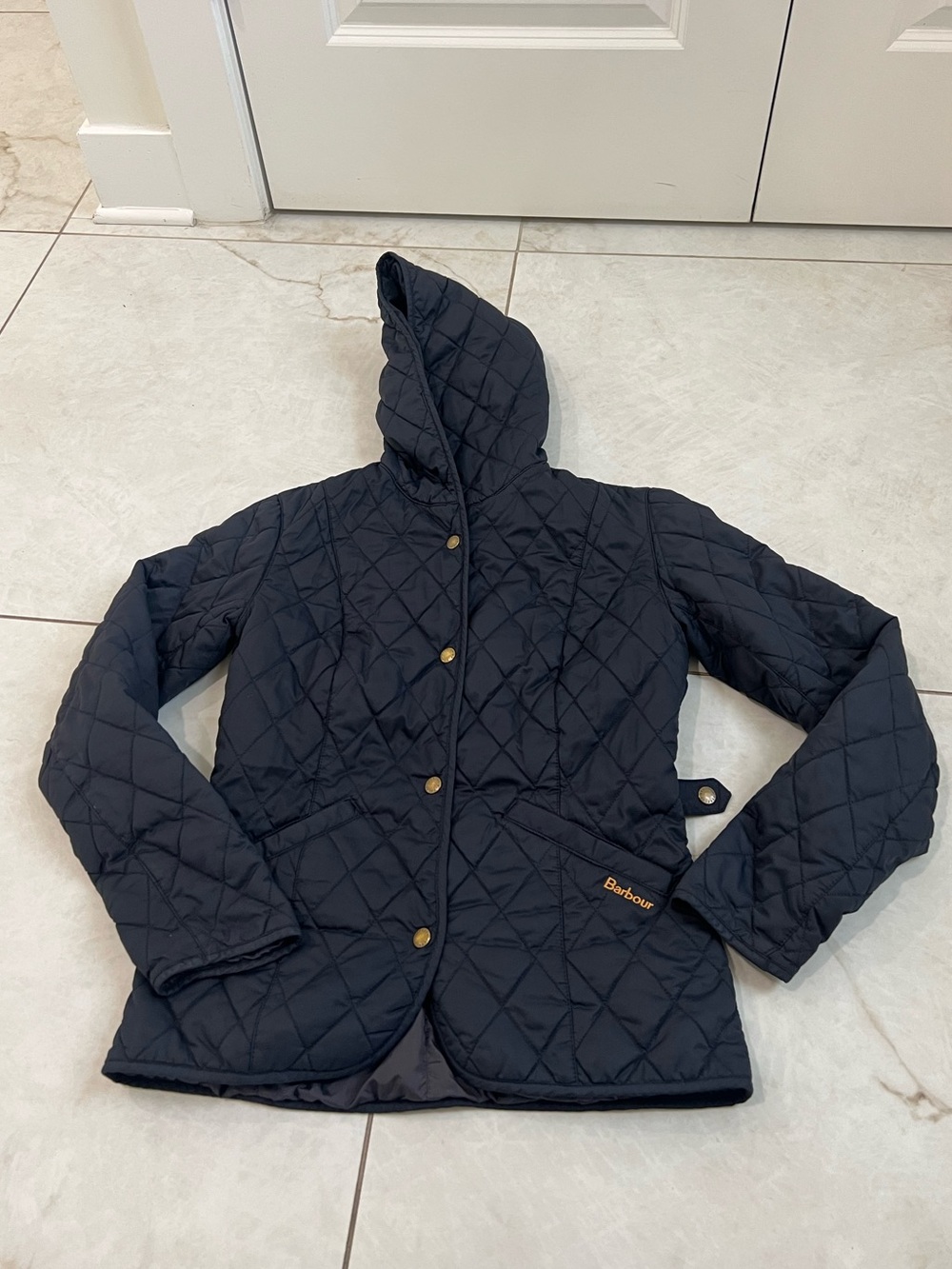 Barbour Navy Blue Millfire Quilted Jacket Size 4 US